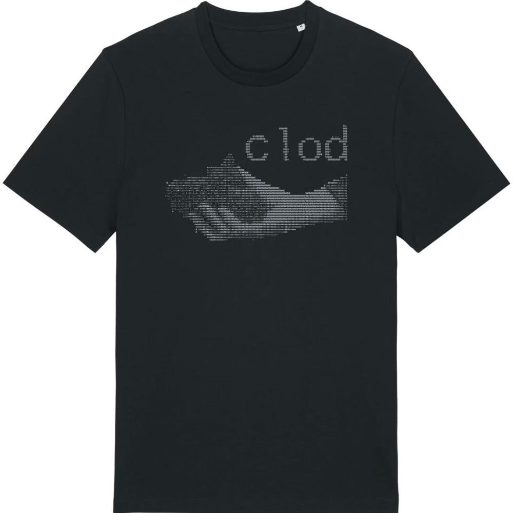 clod t-shirt — black, ascii logo print